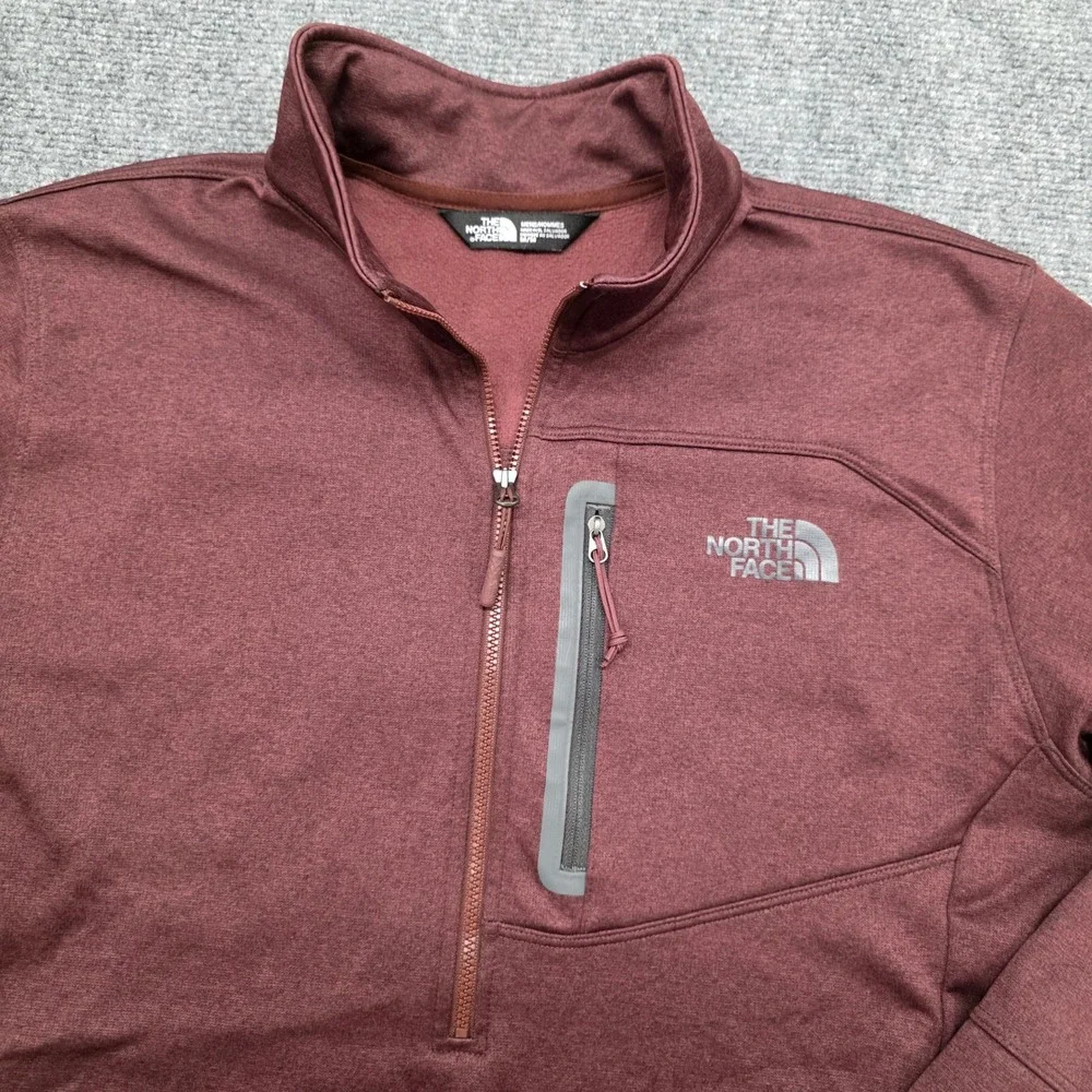 The North Face Mens T164 1/4 Zip Pullover Fleece Jacket Burgundy Maroon Medium